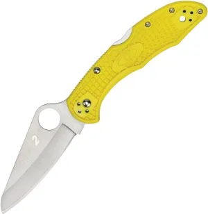 Spyderco Pacific Salt 2 Plain 3.78" Yellow FRN Pocket Folding Knife (C91PYL2)