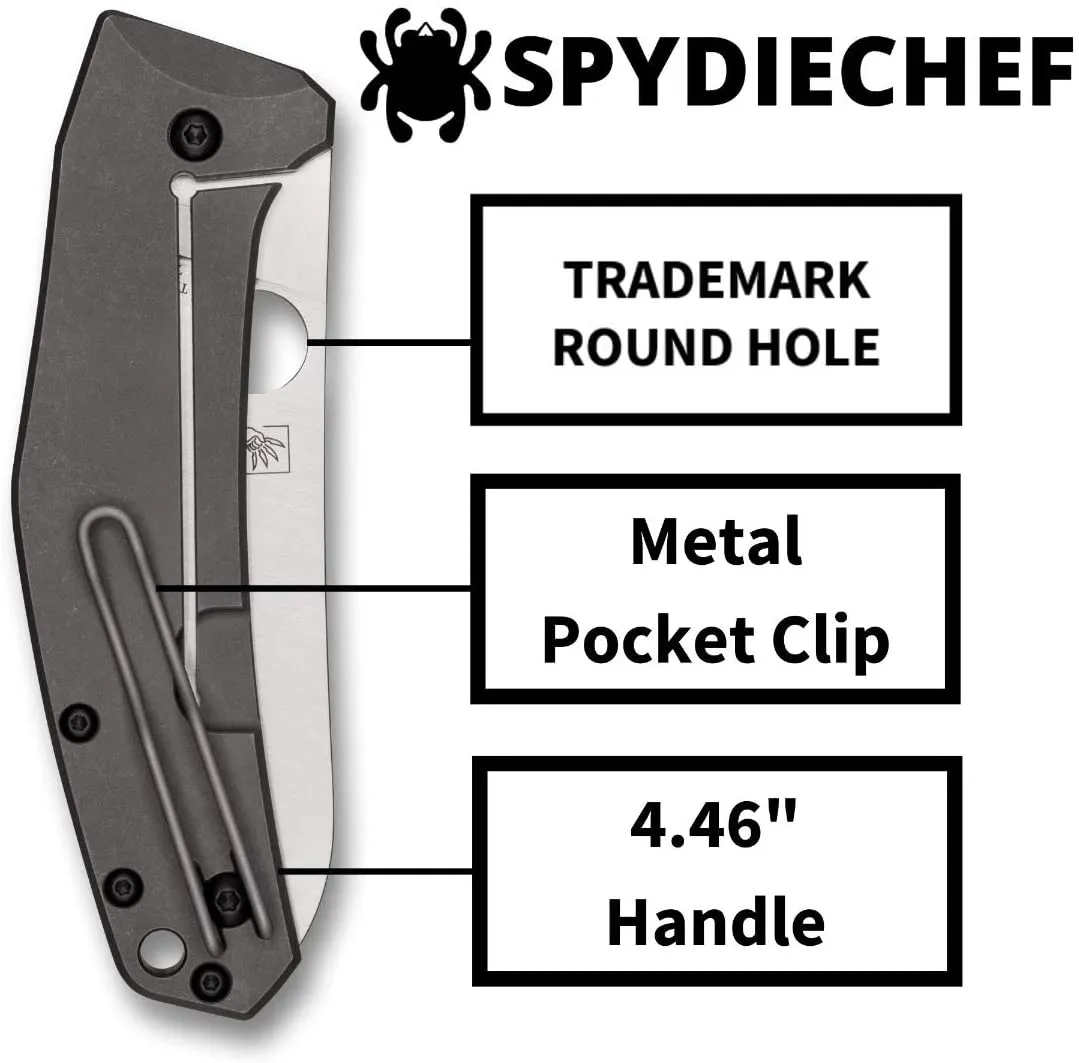 Spyderco SpydieChef Titanium Handle Plain Edge 3.32" Premium Folding Knife (C211TIP)