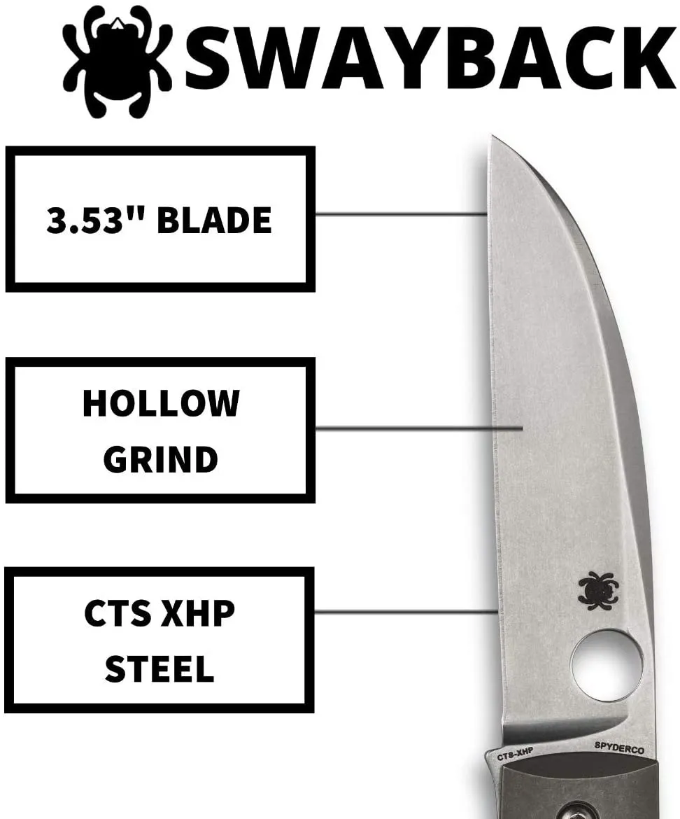 Spyderco SwayBack Plain Edge 3.55" Folding Pocket Knife (C249TIP)