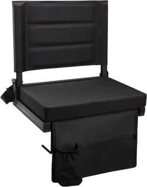 Stadium Seats for Bleachers with Back Support, Portable Bleacher Seats with Thick Padded Cushion and Shoulder Strap, Wide Stadium Seat Chair Includes Hooks, Cup Holder and Side Pocket