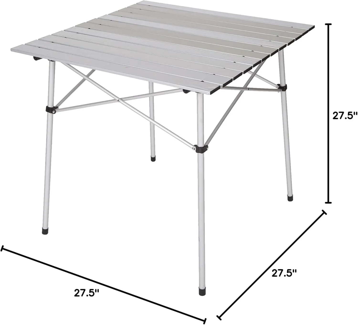 Stansport Aluminum Slat Table, 27.5" x 27.5" x 27.5", White
