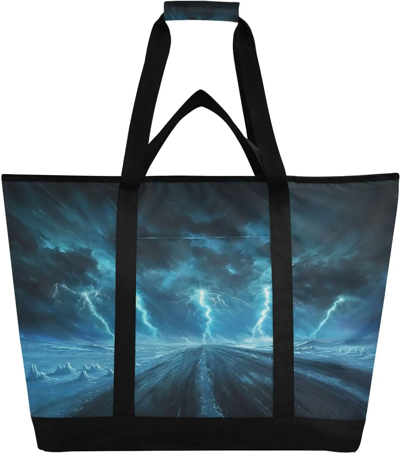 Storm Highway Reusable Insulated Lunchbox Cooler Bag, Leakproof Kitchen Grocery Bag Collapsible Portable Cooler Tote Bag for Picnic, Camping, Office, Travel