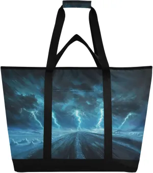 Storm Highway Reusable Insulated Lunchbox Cooler Bag, Leakproof Kitchen Grocery Bag Collapsible Portable Cooler Tote Bag for Picnic, Camping, Office, Travel