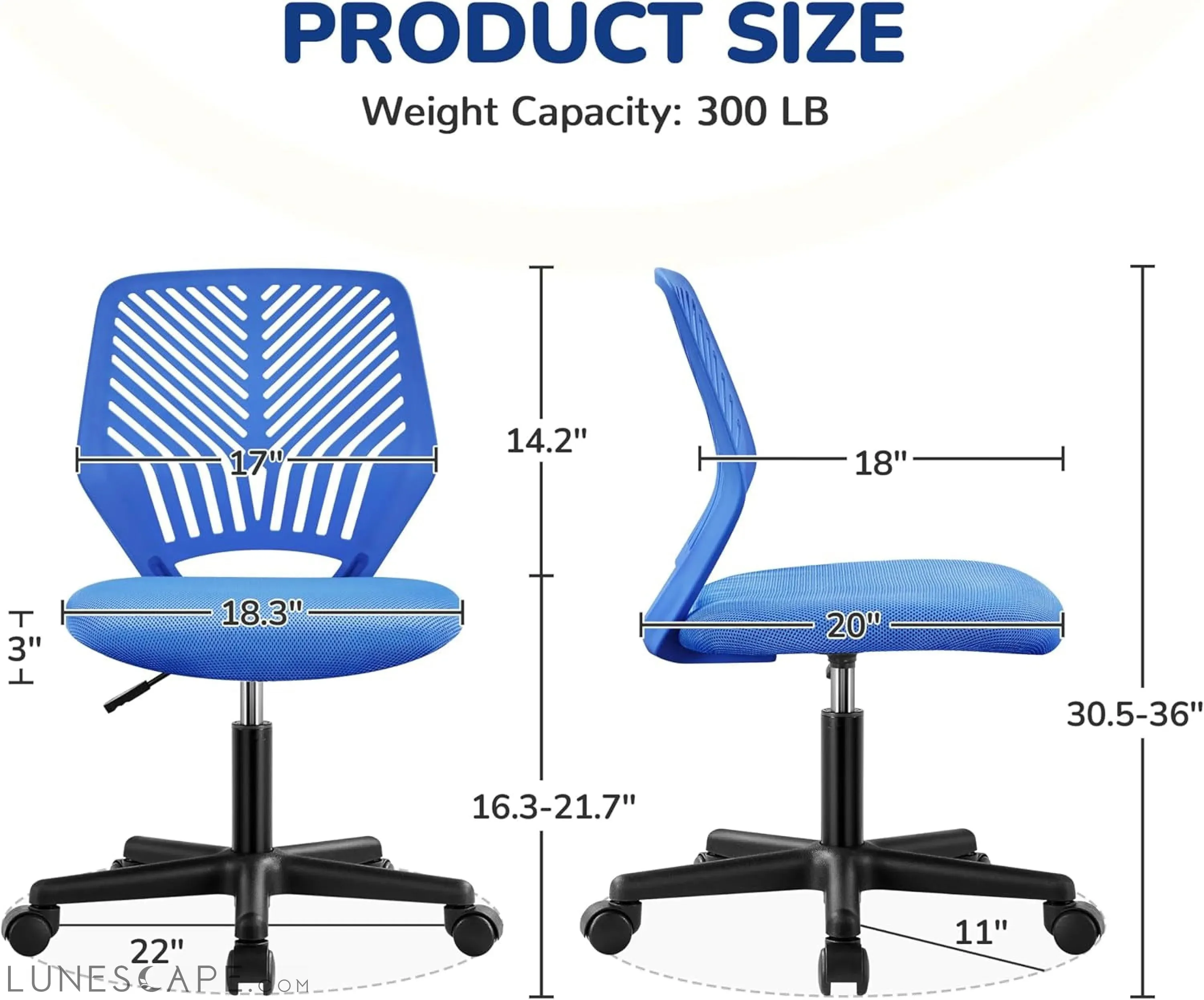 Students Desk Chair Low-Back Armless Study Chair Swivel Task Chair