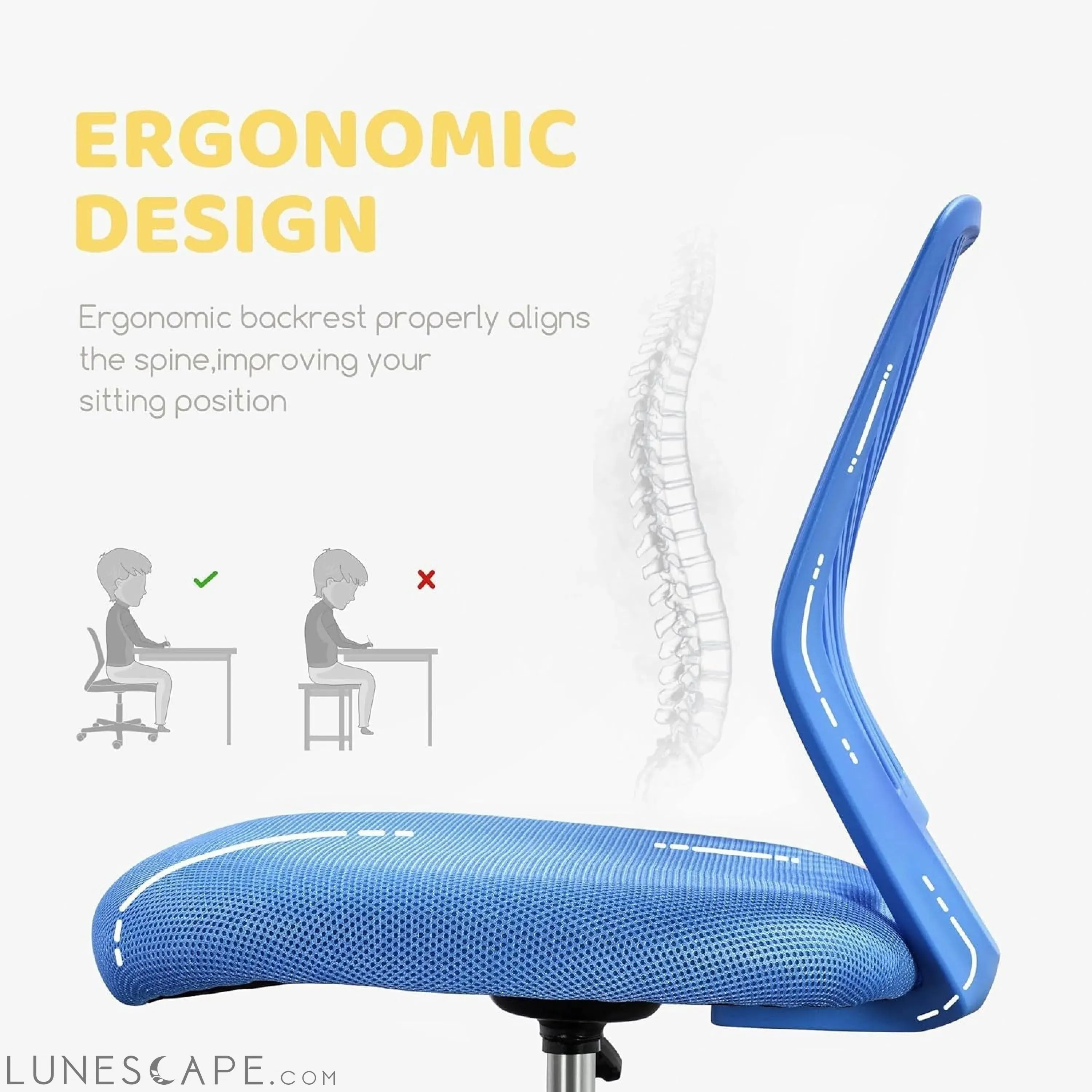 Students Desk Chair Low-Back Armless Study Chair Swivel Task Chair