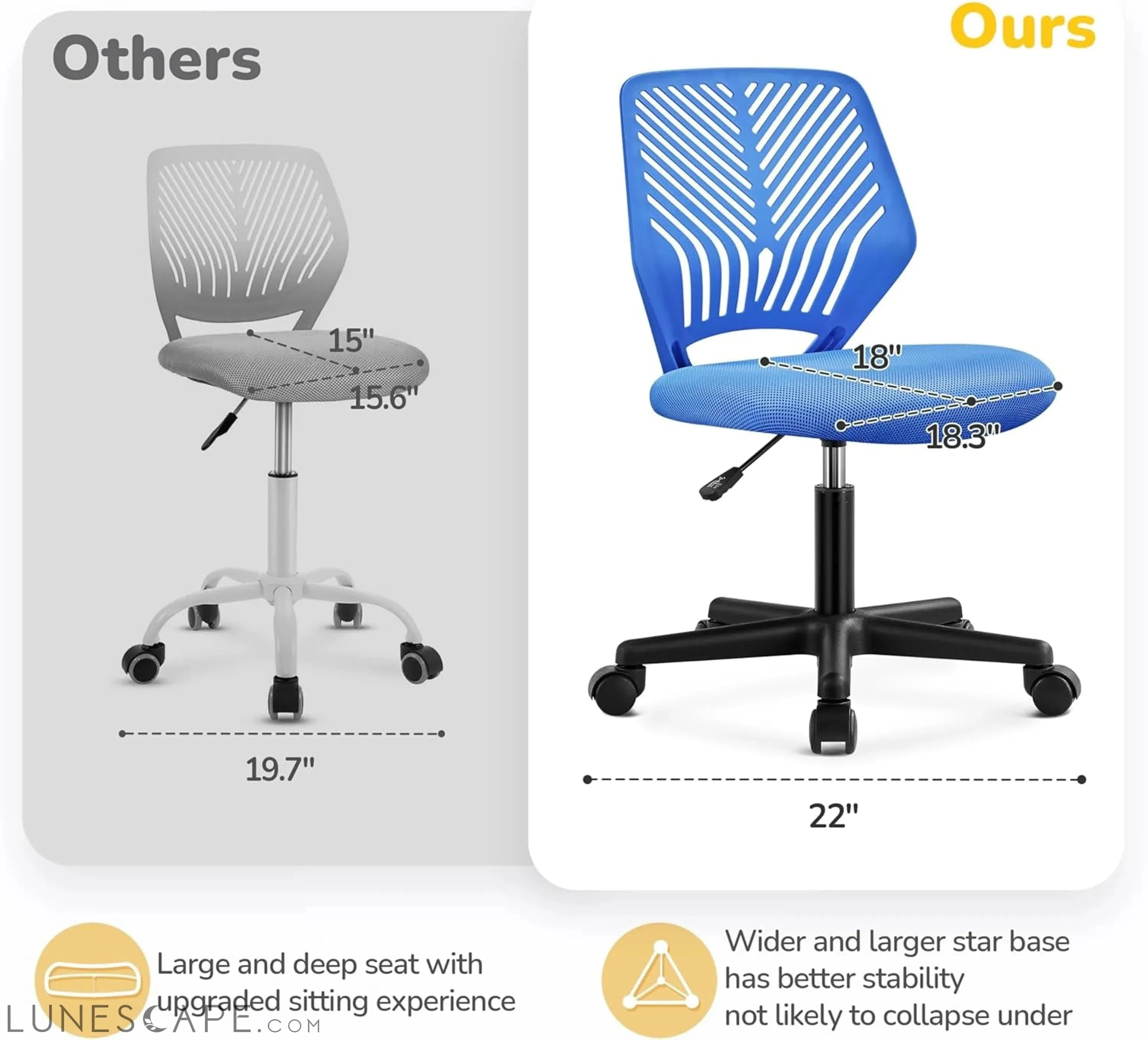 Students Desk Chair Low-Back Armless Study Chair Swivel Task Chair