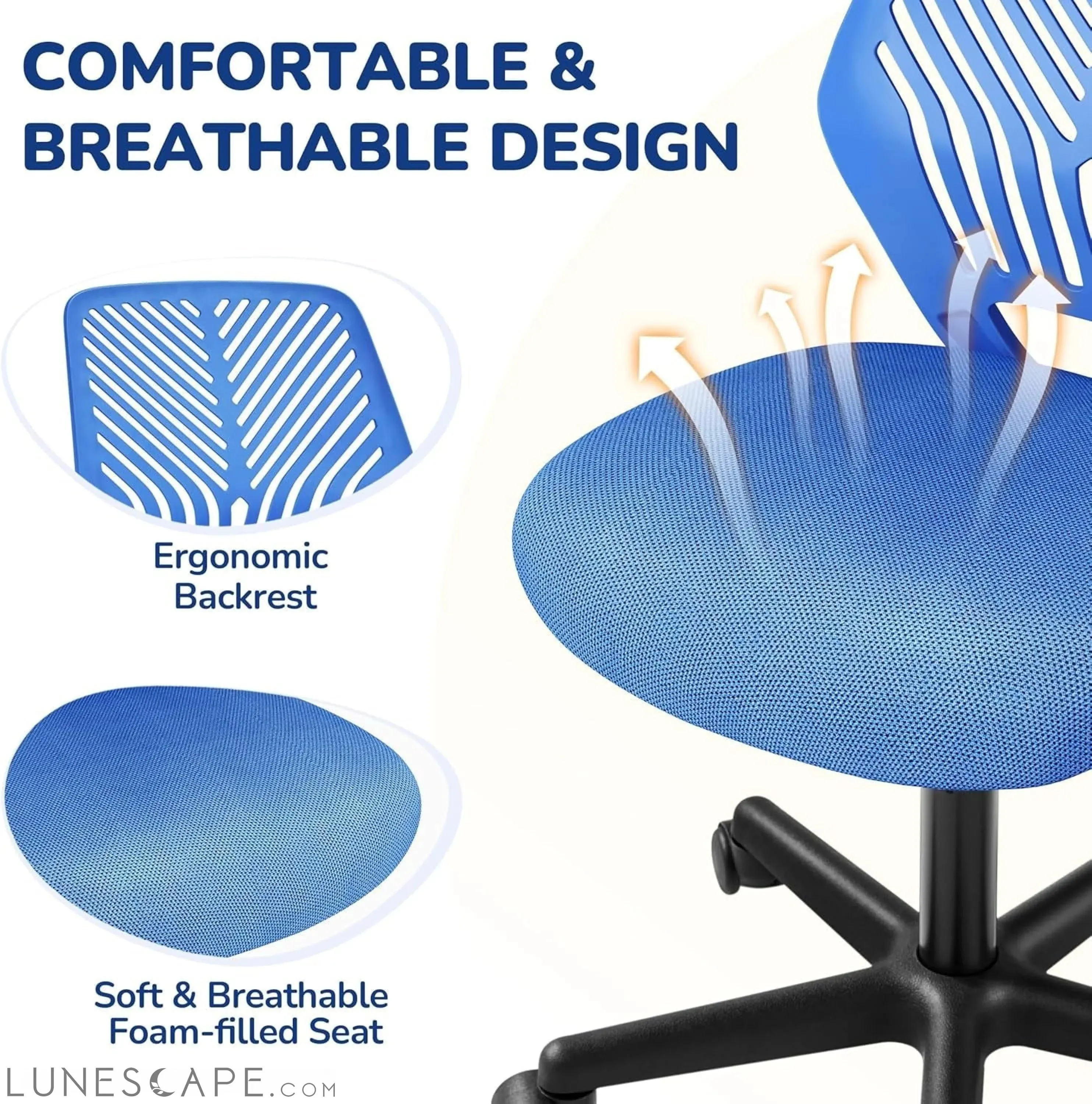 Students Desk Chair Low-Back Armless Study Chair Swivel Task Chair