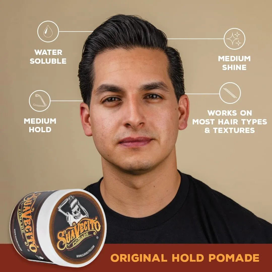 Suavecito Pomade Signature Scent Essentials Bundle: Hair Styling Pomade, Aluminum Free Deodorant, Moisturizing Body Soap