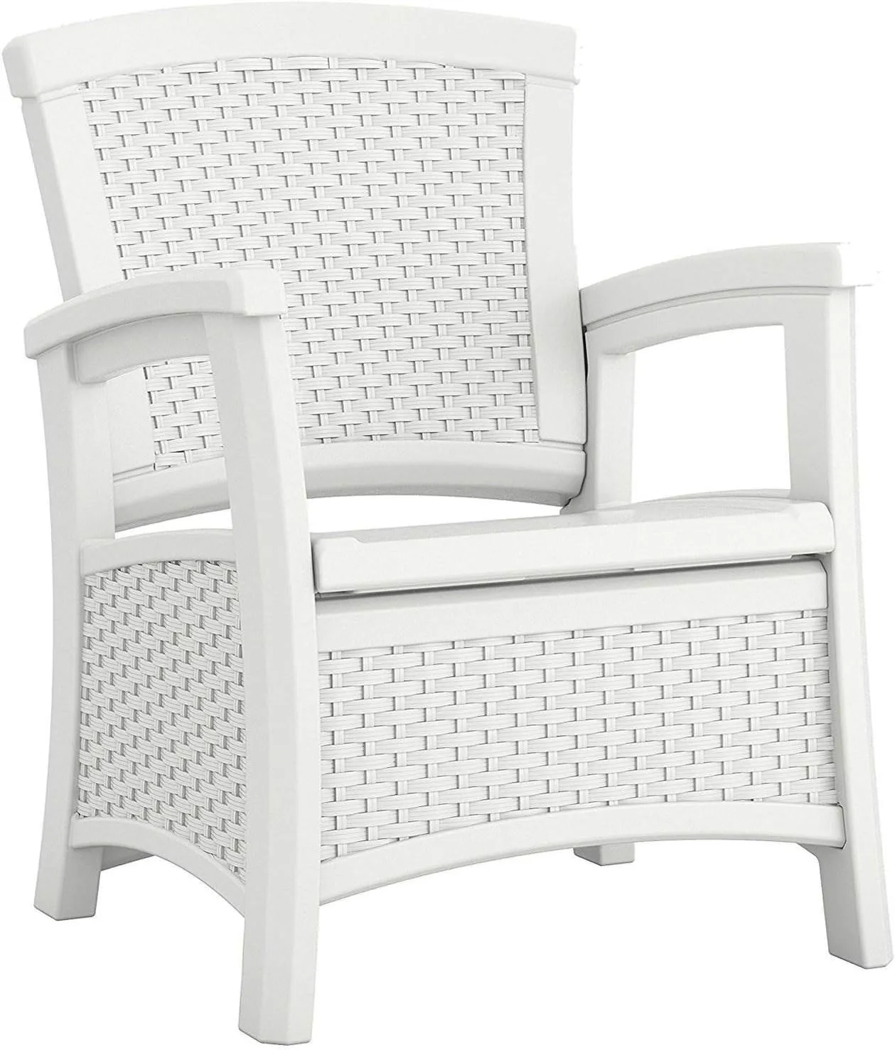 Suncast Elements Club Chair with Storage - Lightweight, Resin, All-Weather Chair - Built-in Storage for up to 11 lbs. - White