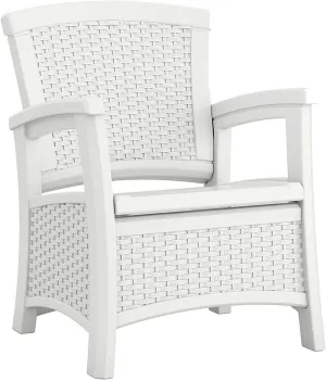 Suncast Elements Club Chair with Storage - Lightweight, Resin, All-Weather Chair - Built-in Storage for up to 11 lbs. - White