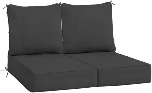 Sundale Outdoor Olefin Deep Seat Cushion Set of 2, Patio Chair Cushion and Pillow, Water-Resistant Sectional Sofa Pad with Straps Dark Gray, 24 x 24 x 6 Inches