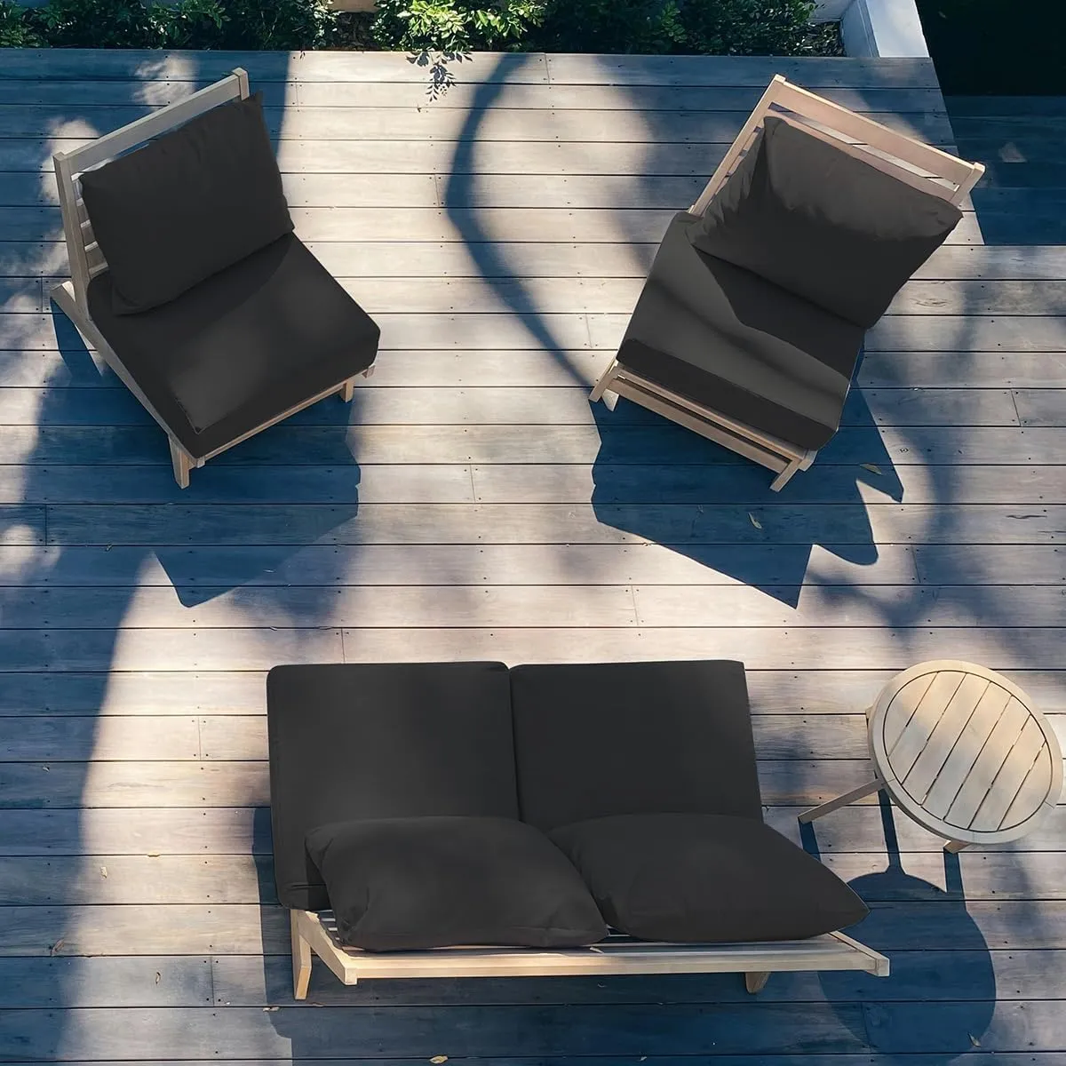 Sundale Outdoor Olefin Deep Seat Cushion Set of 2, Patio Chair Cushion and Pillow, Water-Resistant Sectional Sofa Pad with Straps Dark Gray, 24 x 24 x 6 Inches