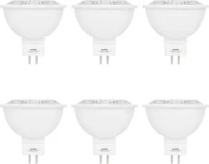 Sunlite LED MR16 Reflector Spotlight Bulb, 7 Watts (50W Equivalent) 12V, 500 Lumens, 90 CRI, GU5.3 Bi-Pin Base, Dimmable, Title-20 Compliant, UL Listed, 2700K Soft White, 6 Pack