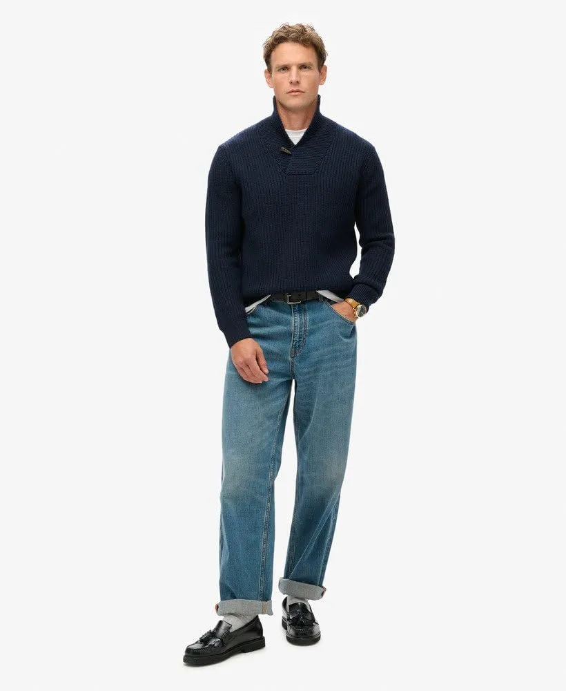 Superdry Men's Merchant Shawl Neck Jumper, Navy