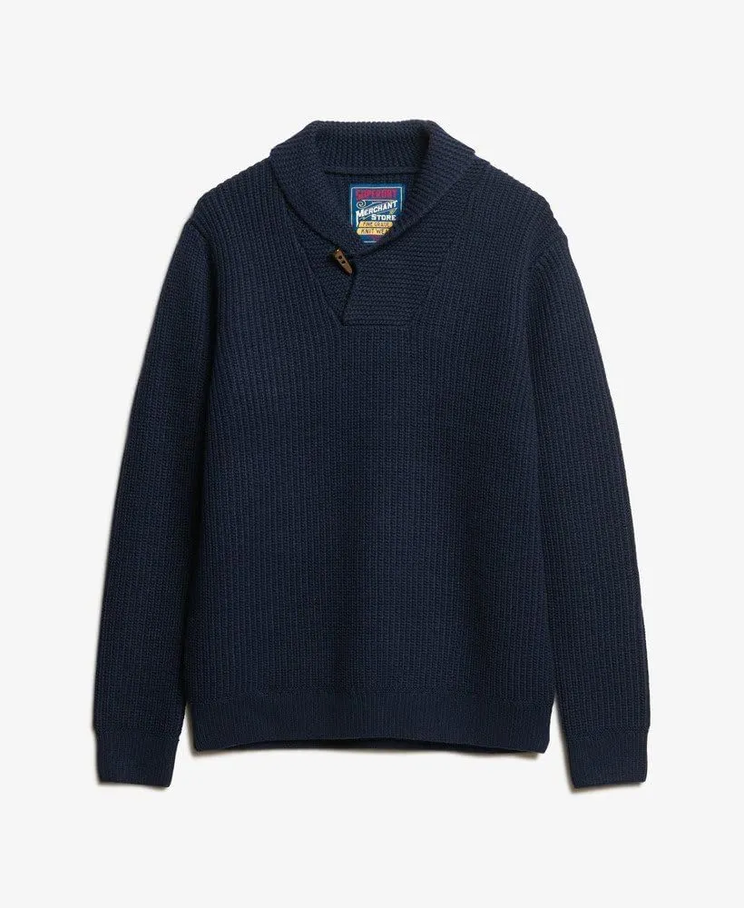 Superdry Men's Merchant Shawl Neck Jumper, Navy