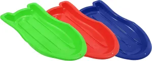 Superio Toboggan Snow Sled- 37” Plastic Slider for Kids and Adults- Heavy Duty Sled for 1 Rider with Pull Ropes for Downhill Sledding, Winter Outdoor Sports, (Red, Blue, Green)