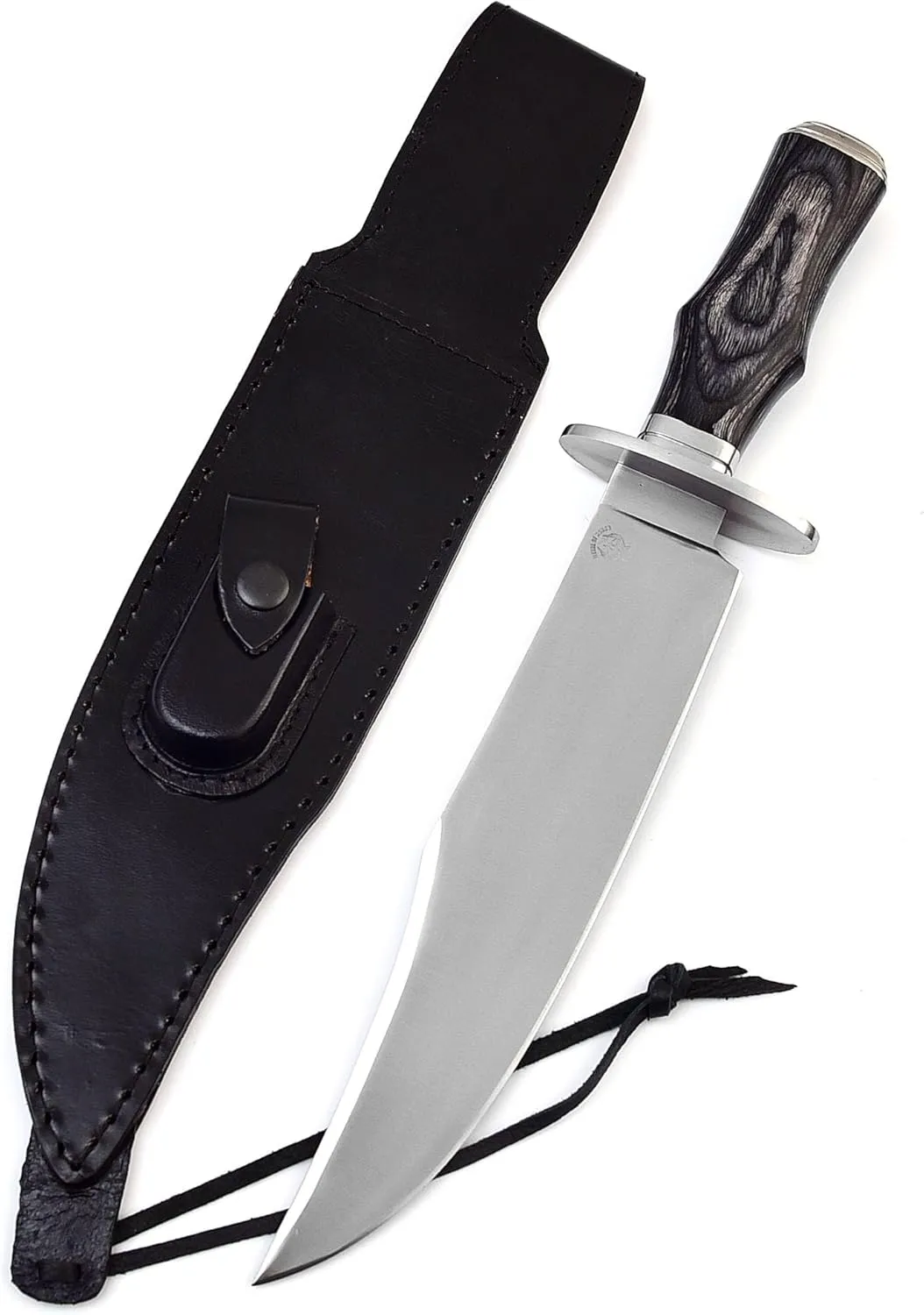 Survival Hunting Knife with Sheath, Handmade 15-inch Full Tang D2 Fixed Blade Tactical Bowie Knife for Camping, Outdoor, Bushcraft, Father's Day Gifts with Solid Engineered Wood Handle (Grey)