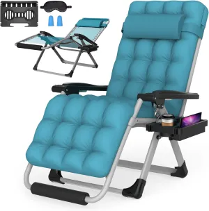 Suteck Oversized Zero Gravity Chair,29In XL Lounge Chair w/Removable Cushion&Headrest, Folding Patio Chair w/Upgraded Lock and Footrest, Reclining Patio Chairs Recliner for Indoor Outdoor