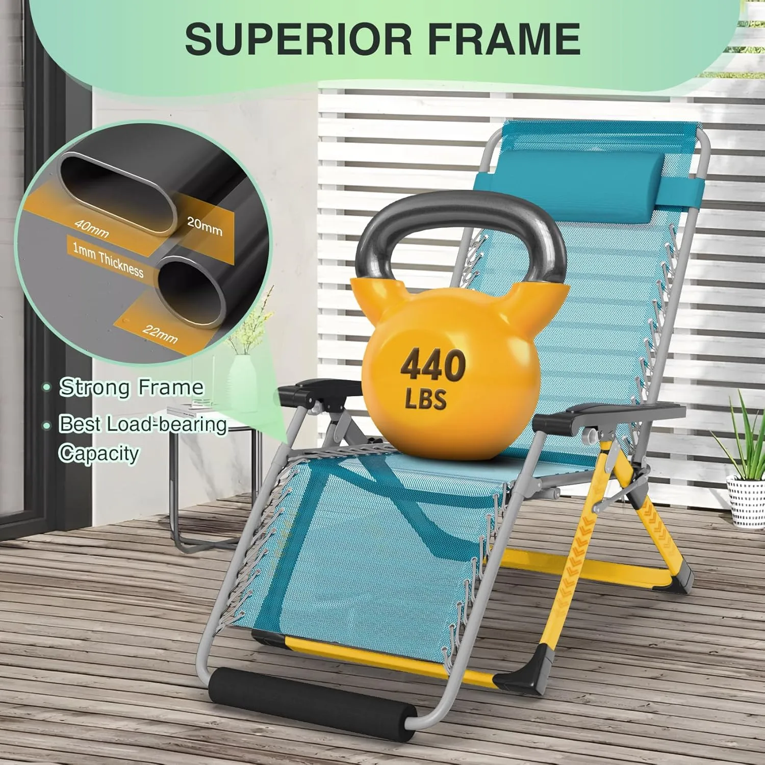 Suteck Oversized Zero Gravity Chair,29In XL Lounge Chair w/Removable Cushion&Headrest, Folding Patio Chair w/Upgraded Lock and Footrest, Reclining Patio Chairs Recliner for Indoor Outdoor