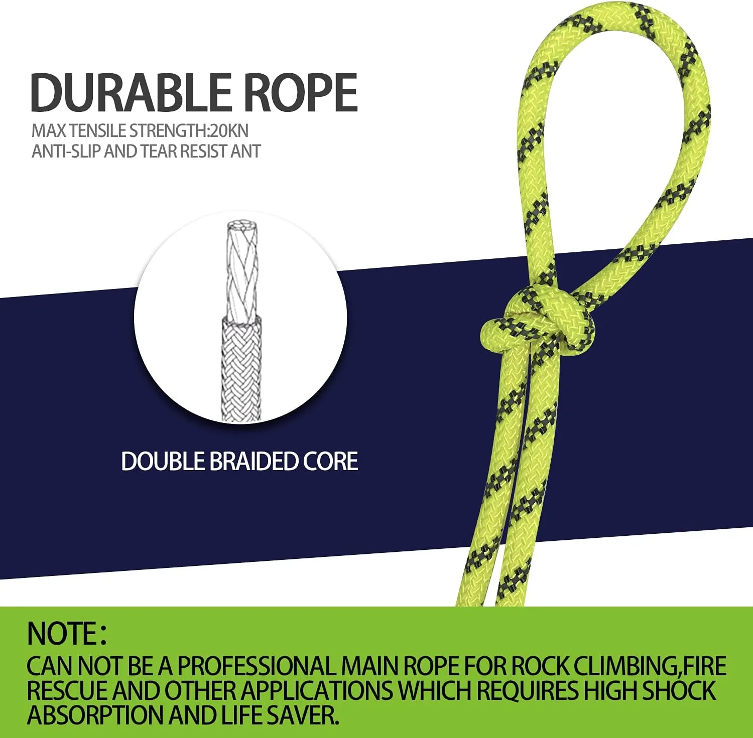 Sutekus 5/16" Accessory Cord Rope High Strength Utility Paracord 8mm Reflective Paracord Hiking Fishing Packaging 130FT (Neon Yellow)