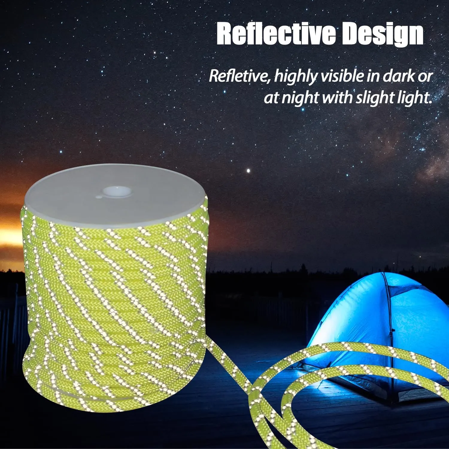 Sutekus Accessory Cord Rope High Strength Utility Paracord 7mm Reflective Paracord Hiking Fishing Climbing Packaging 130FT (7mm Neon Yellow)