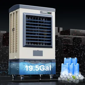 Swamp Cooler,6550CFM Portable Evaporative Air Cooler with Continuous Auto Fill,Outdoor Cooling Fan with 19.5 Gal Tank,120°Oscillation,3 Speed for Patio Garage Industry Commercial Use, 49Inch
