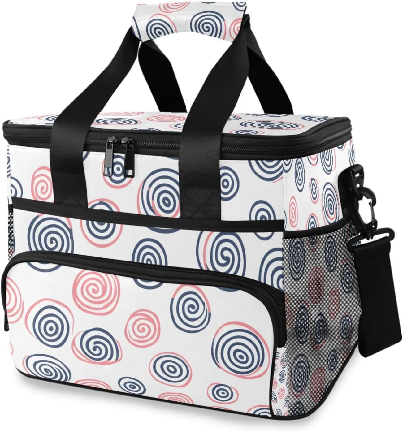 Swirl Doodle Cooler Bag Insulated Cooler Soft Sided Cooler 24 Can Portable Picnic Bag Large Leakproof Lunch Bag Box for Beach Grocery Camping Travel Car Men Women