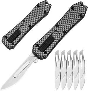 Switch Blades Utility Knife, Automatic Knife Push Button, Retractable Utility Knife Box Cutter with 10PCS 24# Blades, Pocket Scalpel Knife
