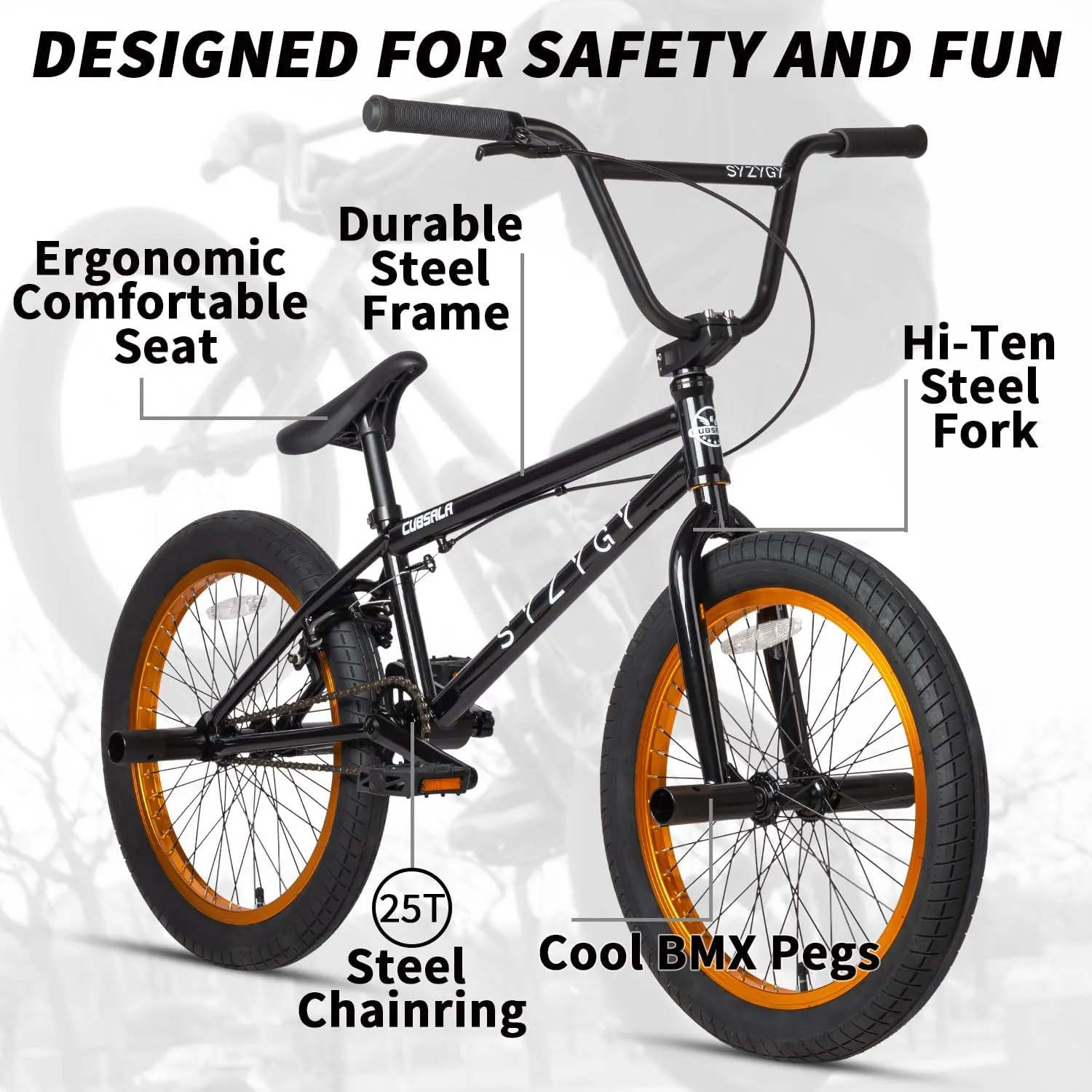 Syzygy 20 Inch Freestyle BMX Bike Bicycles for Ages Over 6 Years Old Teen Beginner and Adult Riders, Multiple Color