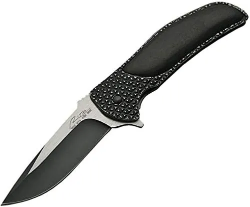 Szco Supplies 4.5” EDC Knife Black Wood Handle Camping, Hunting, Survival, Indoor/Outdoor Activity Spring Assisted Tactical Folding Knife