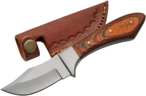 Szco Supplies 7.25” Fixed Blade Hunting Knife for Men – Small Drop-Point Skinning Knife with Pakkawood Handle and Leather Sheath – Stainless Steel Hunting Knives for Outdoor, Camping, and Gift Use