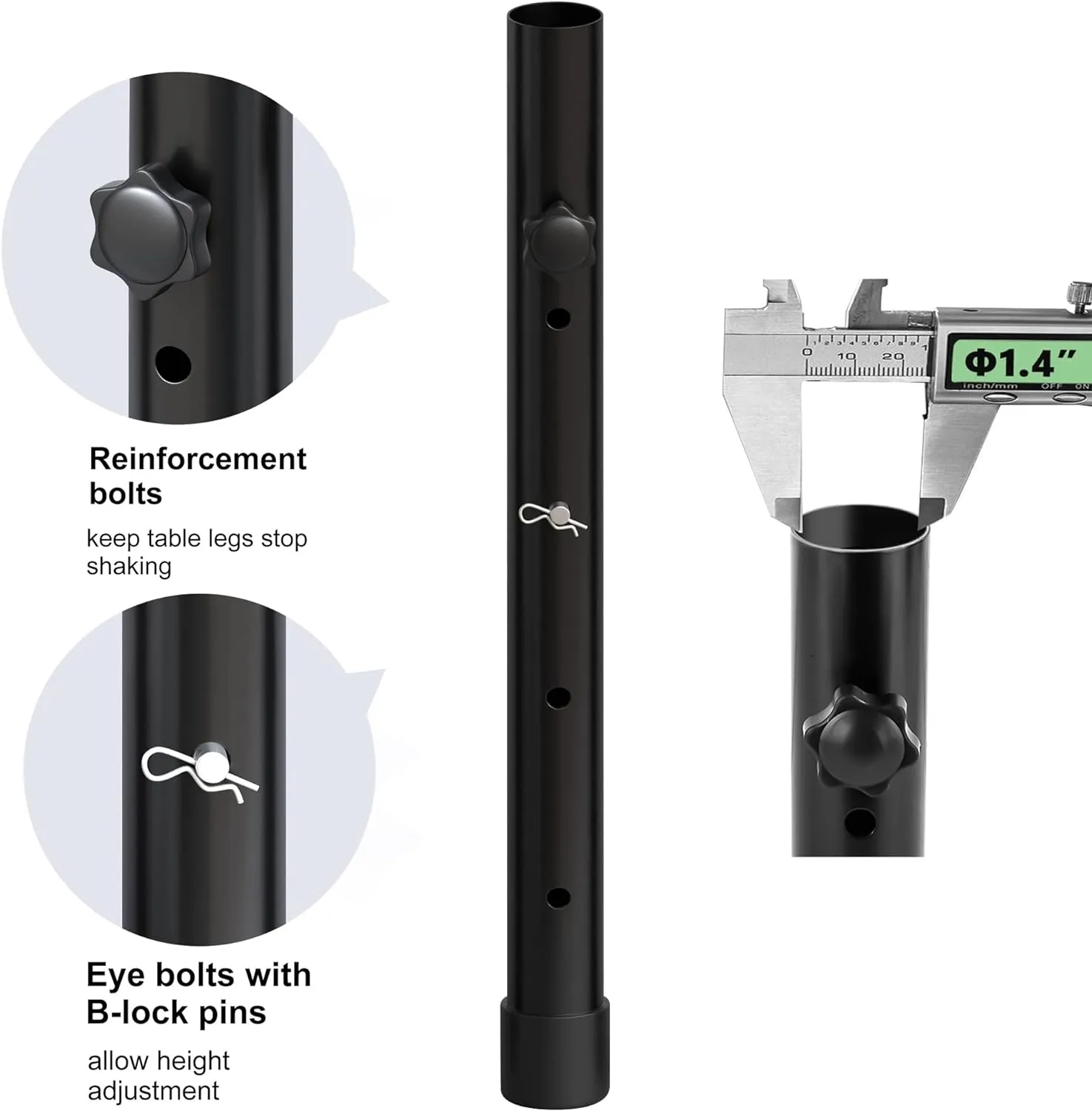 Table Leg Extenders - Heavy Duty Steel Adjustable Folding Table Leg Risers (17.3 in, 8 Pack)