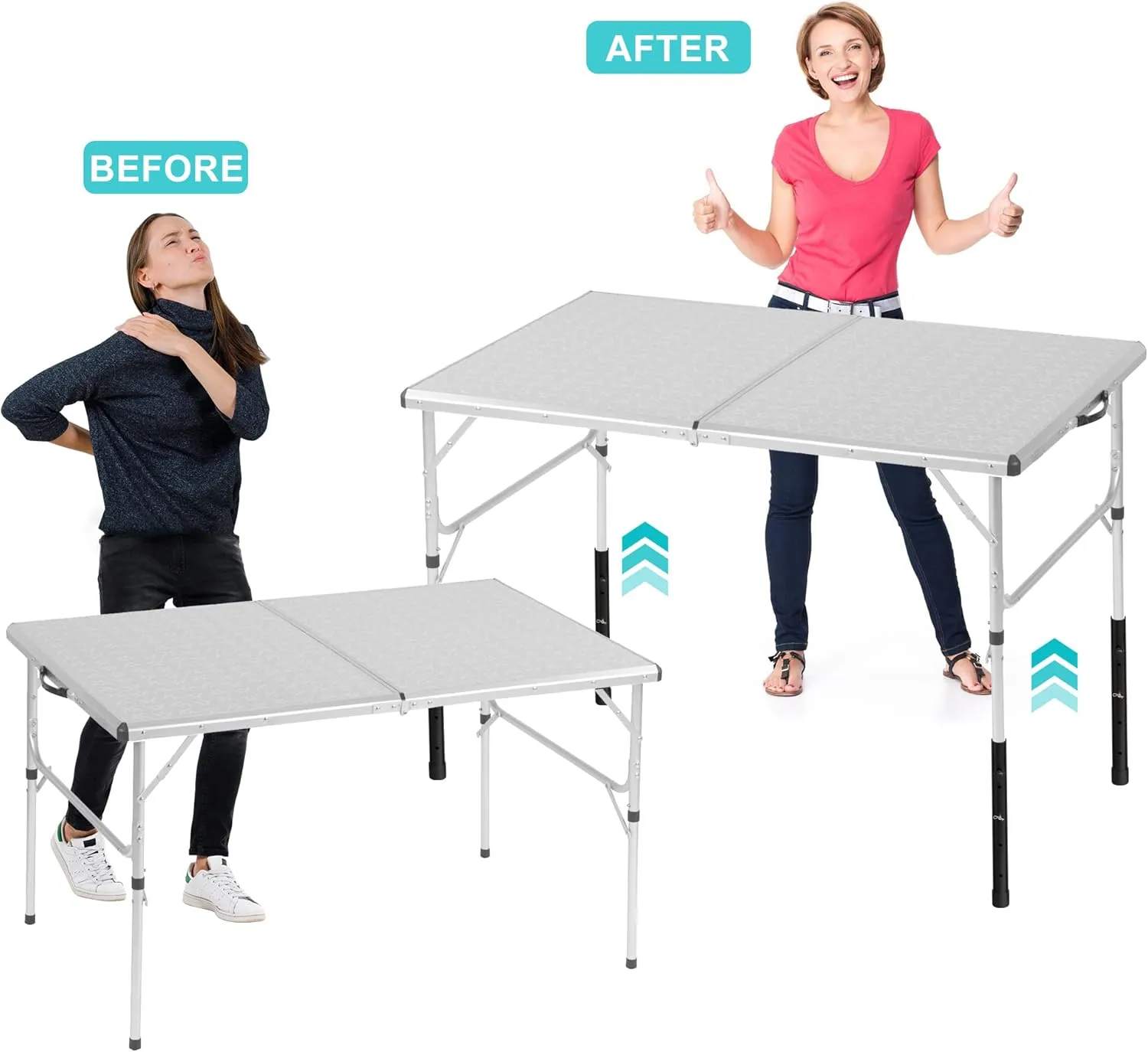 Table Leg Extenders - Heavy Duty Steel Adjustable Folding Table Leg Risers (17.3 in, 8 Pack)