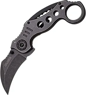 Tac-Force Folding Knife, Black Stonewashed Hawkbill Blade, 5" Closed TF-578SW