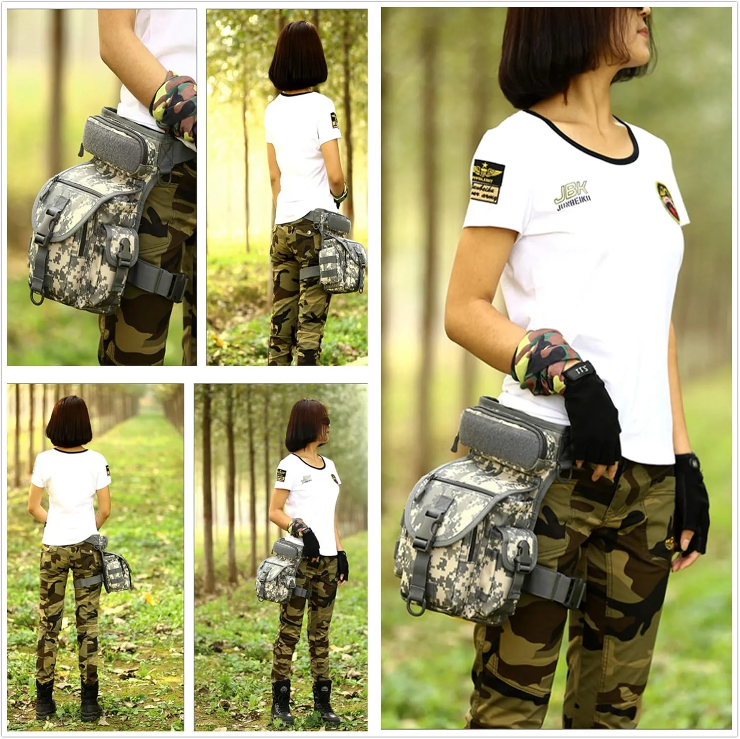 Tactical Drop Leg Bag Military Fanny Tool Thigh Pack MOLLE Panel Utility Pouch Cross Over Leg Rig Versipack (ACU Camo)