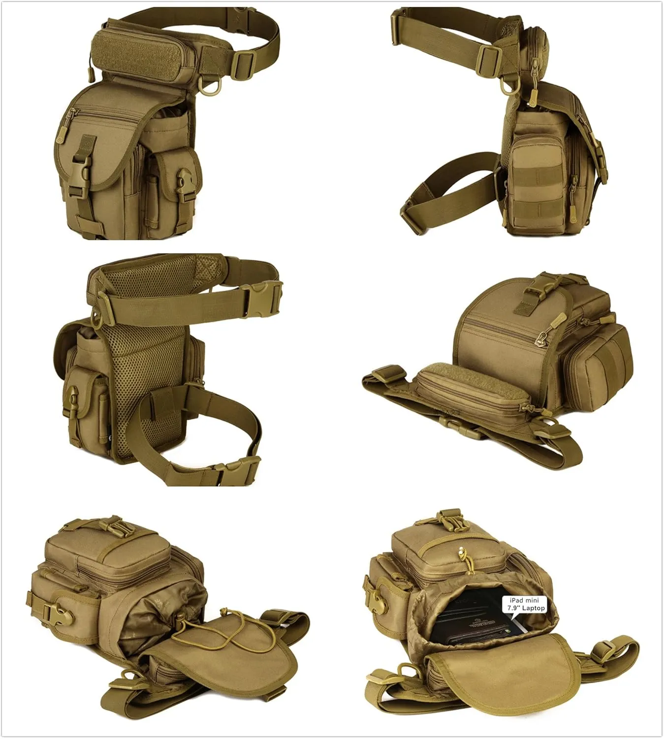 Tactical Drop Leg Bag Military Fanny Tool Thigh Pack MOLLE Panel Utility Pouch Cross Over Leg Rig Versipack (ACU Camo)