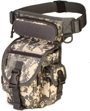 Tactical Drop Leg Bag Military Fanny Tool Thigh Pack MOLLE Panel Utility Pouch Cross Over Leg Rig Versipack (ACU Camo)