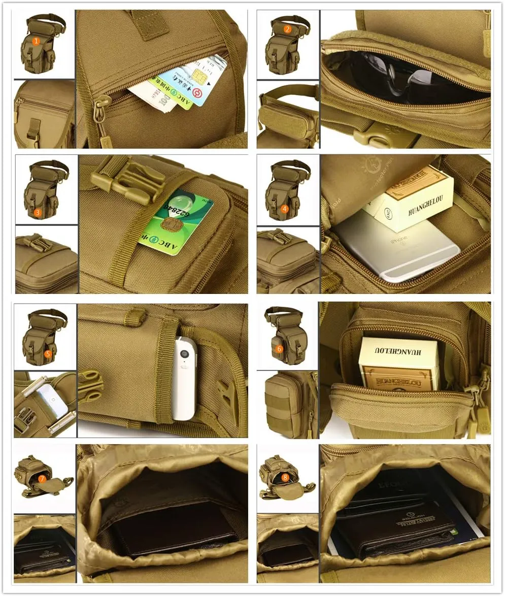 Tactical Drop Leg Bag Military Fanny Tool Thigh Pack MOLLE Panel Utility Pouch Cross Over Leg Rig Versipack (ACU Camo)