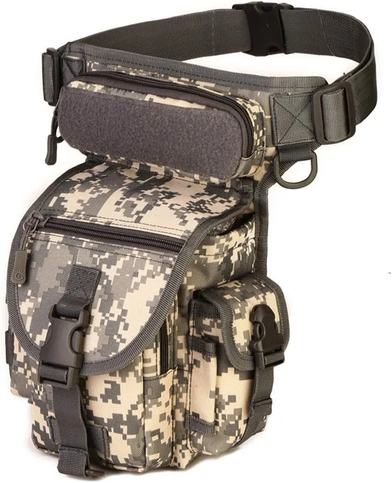 Tactical Drop Leg Bag Military Fanny Tool Thigh Pack MOLLE Panel Utility Pouch Cross Over Leg Rig Versipack (ACU Camo)
