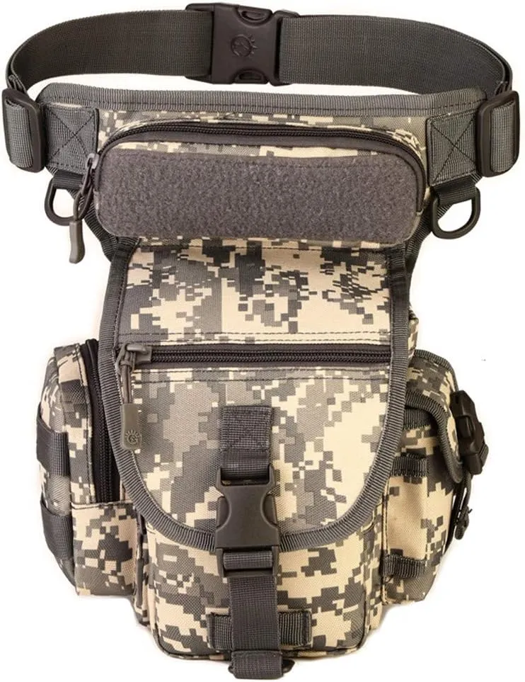 Tactical Drop Leg Bag Military Fanny Tool Thigh Pack MOLLE Panel Utility Pouch Cross Over Leg Rig Versipack (ACU Camo)