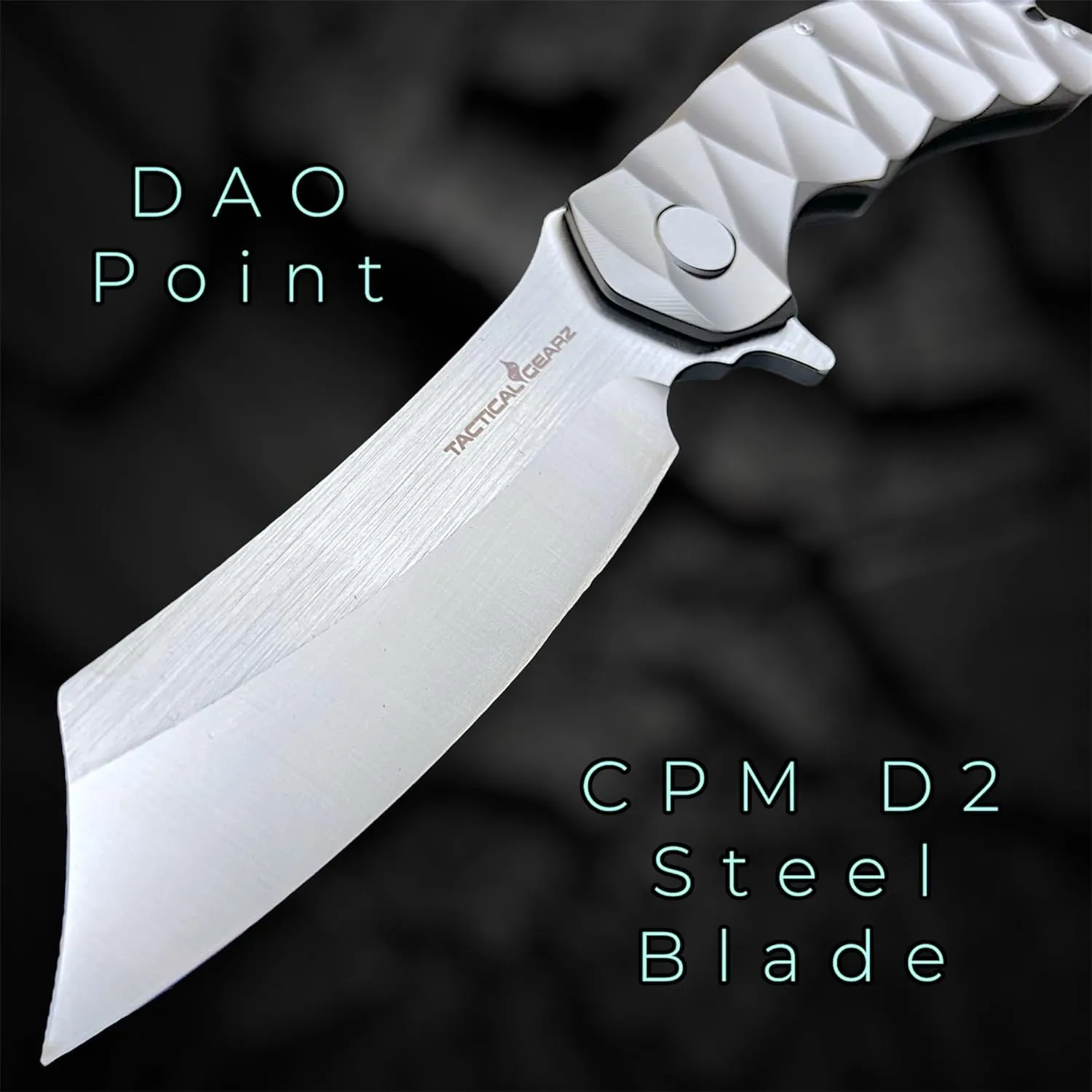 TACTICAL GEARZ Custom Titanium Pocket Folding Knife, Solid Tc4 Titanium Handle, CPM-D2 Steel DAO Blade, Includes Sheath (Zeus)