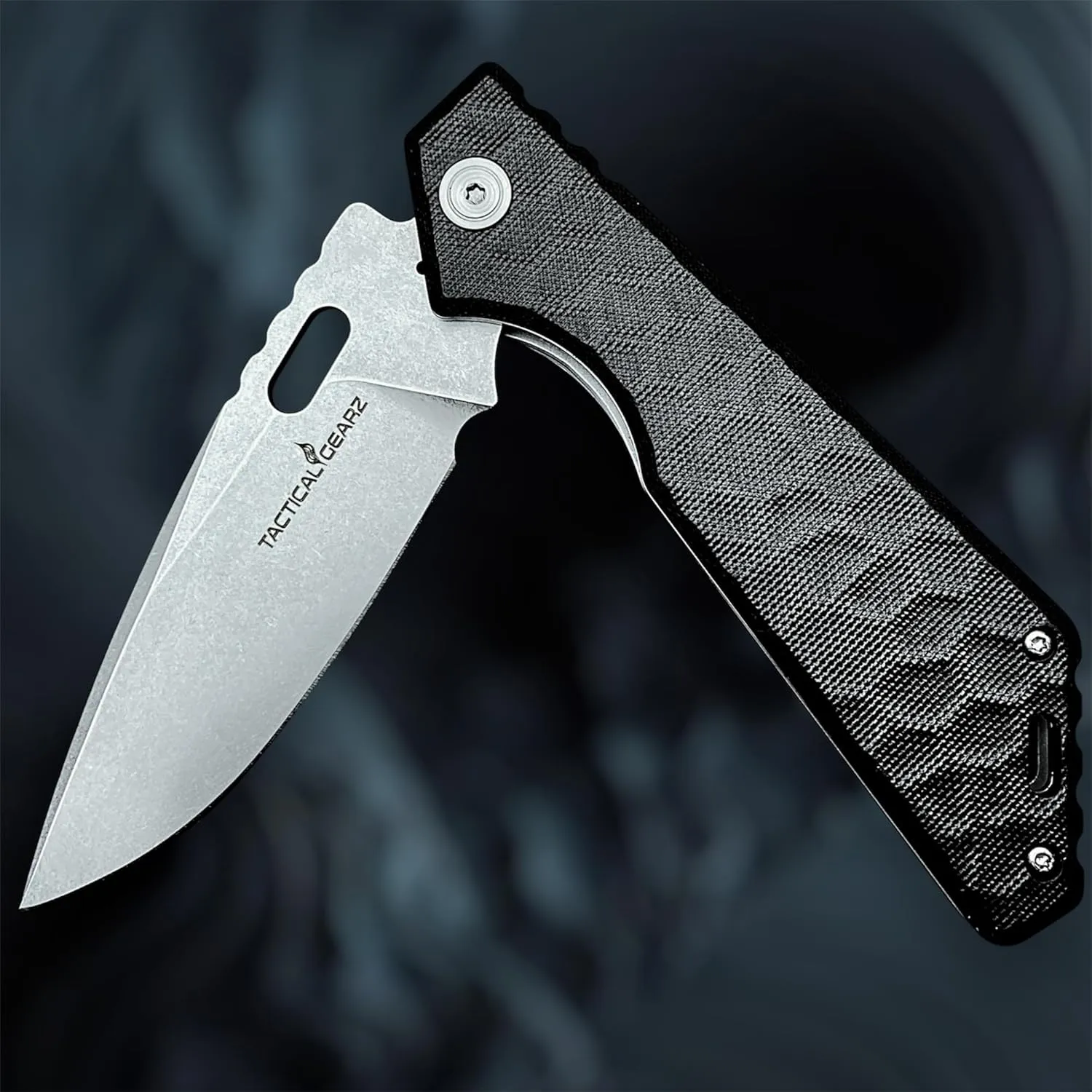 TACTICAL GEARZ Pocket Folding Knife for EDC, G10 Handle, Stonewashed D2 Steel Blade (Kink Blk)