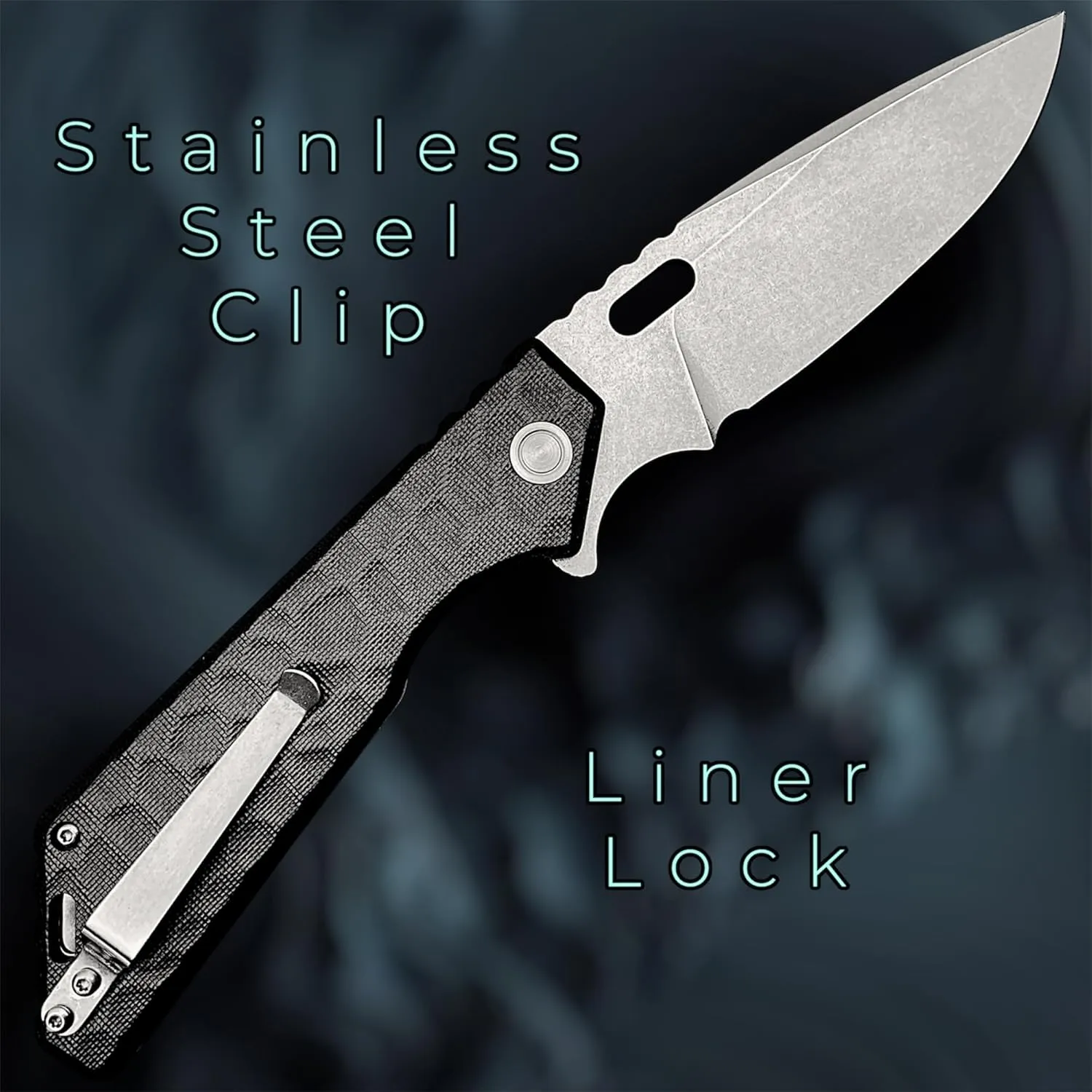 TACTICAL GEARZ Pocket Folding Knife for EDC, G10 Handle, Stonewashed D2 Steel Blade (Kink Blk)