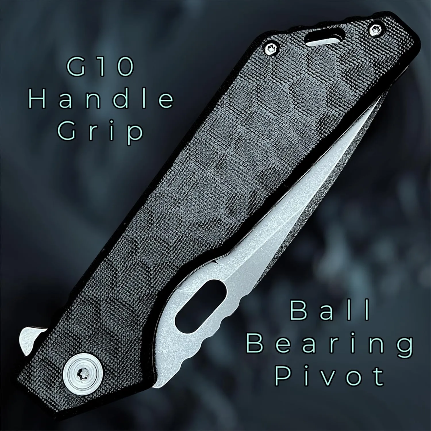 TACTICAL GEARZ Pocket Folding Knife for EDC, G10 Handle, Stonewashed D2 Steel Blade (Kink Blk)
