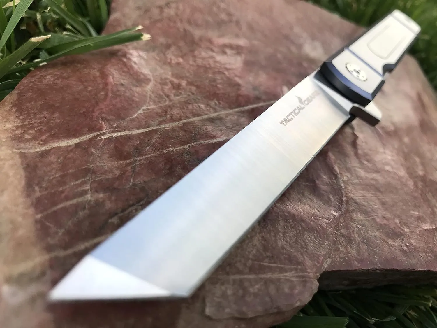 TACTICAL GEARZ Pocket Folding Knife w/Titanium Handle for EDC, D2 Steel Tanto Blade (Tatsu Standard Blue)