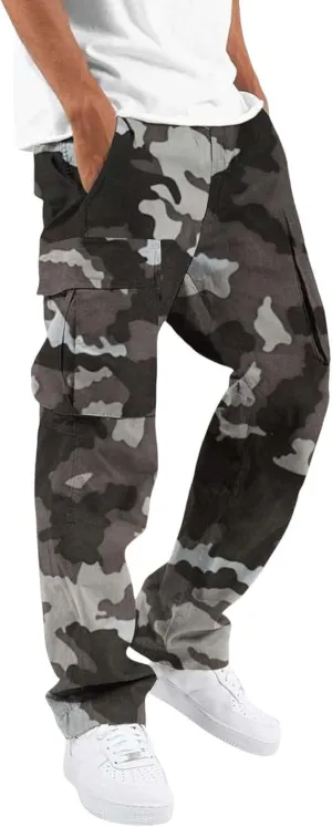 Tactical Pants for Men Sports Hat Multi Woven Pocket Foot Rope Solid Pants Street Cargo Active Waterproof Hiking Trousers