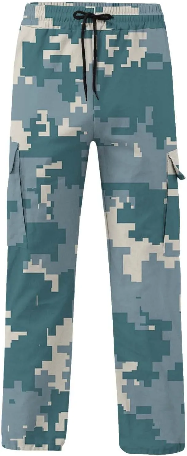 Tactical Pants for Men Sports Hat Multi Woven Pocket Foot Rope Solid Pants Street Cargo Active Waterproof Hiking Trousers