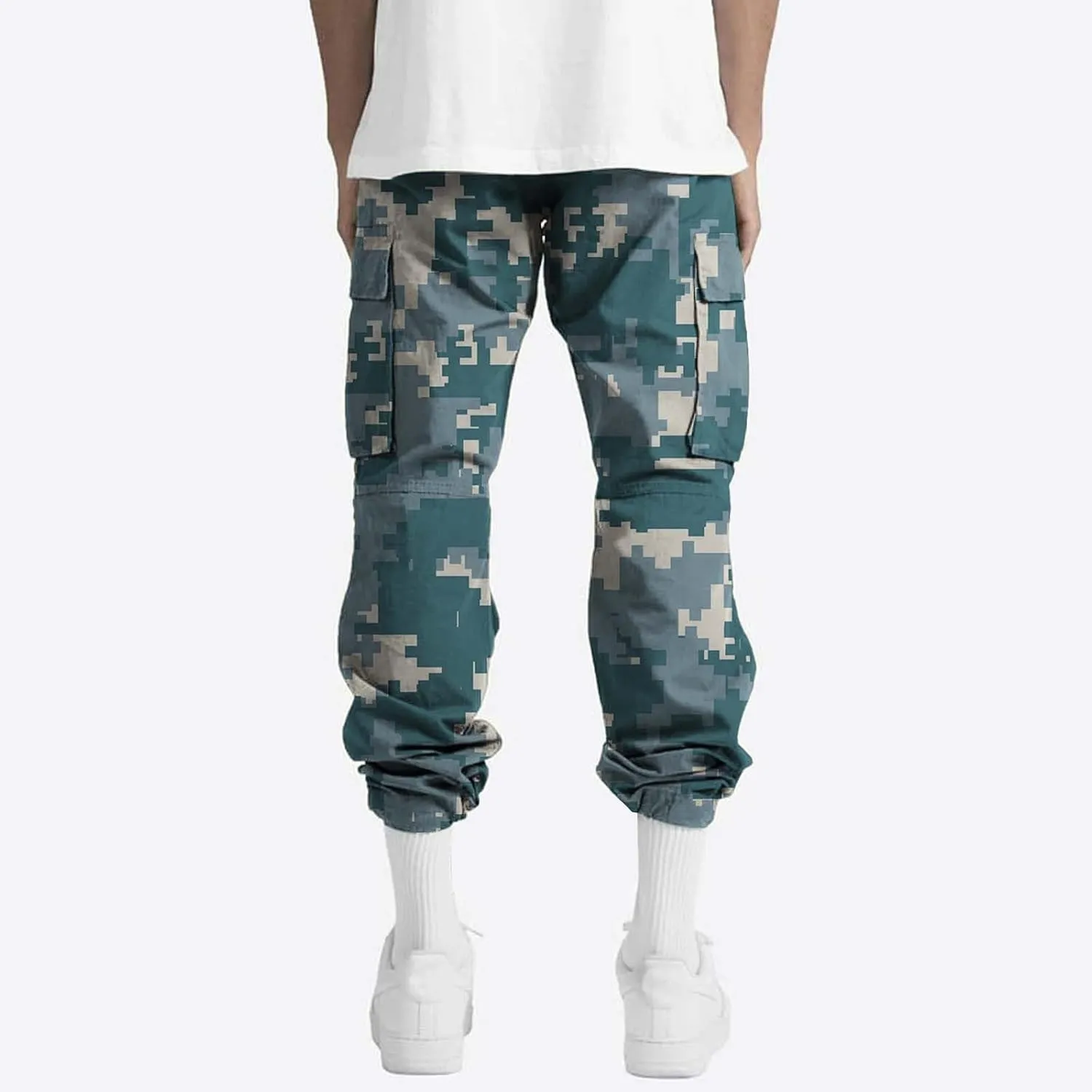 Tactical Pants for Men Sports Hat Multi Woven Pocket Foot Rope Solid Pants Street Cargo Active Waterproof Hiking Trousers