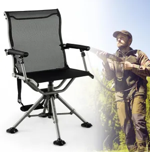 Tangkula Hunting Chair, 360 Degree Silent Swivel Blind Chair with 4 Adjustable Legs, Foot Pads & Armrests, Portable Folding Hunting Chairs for Blinds, Fishing, Camping
