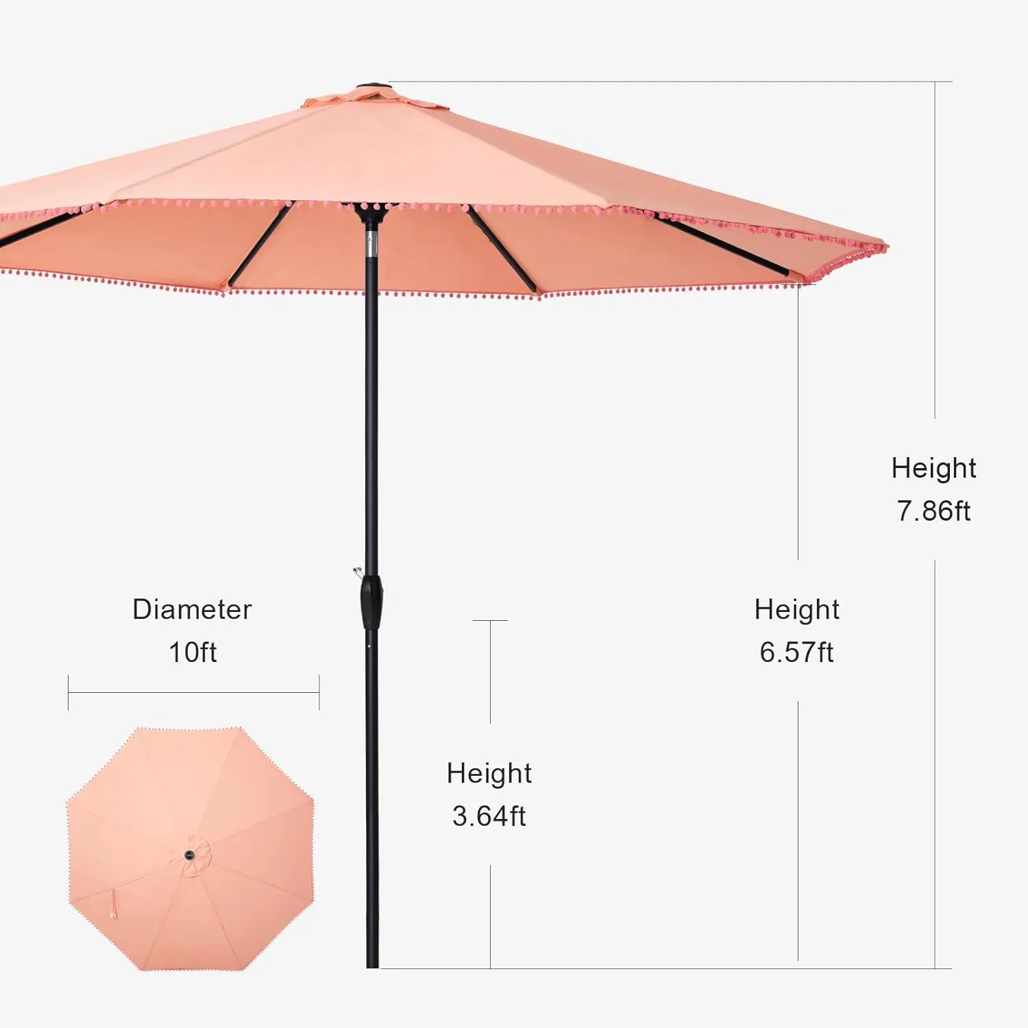 Tempera Striped Patio Umbrellas Outdoor Table Market Umbrellas with Crank & Pust Button Tilt|Auto-Tilt, 8 Steel Ribs, High Color-Fastness Canopy